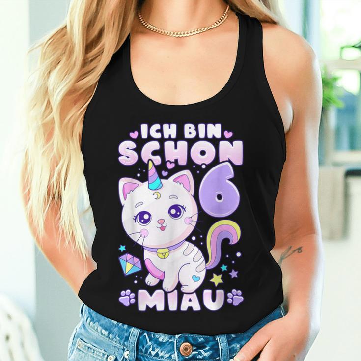 Birthday Girl 6 Years Old Cat Unicorn Tank Top Frauen Geschenke für Sie