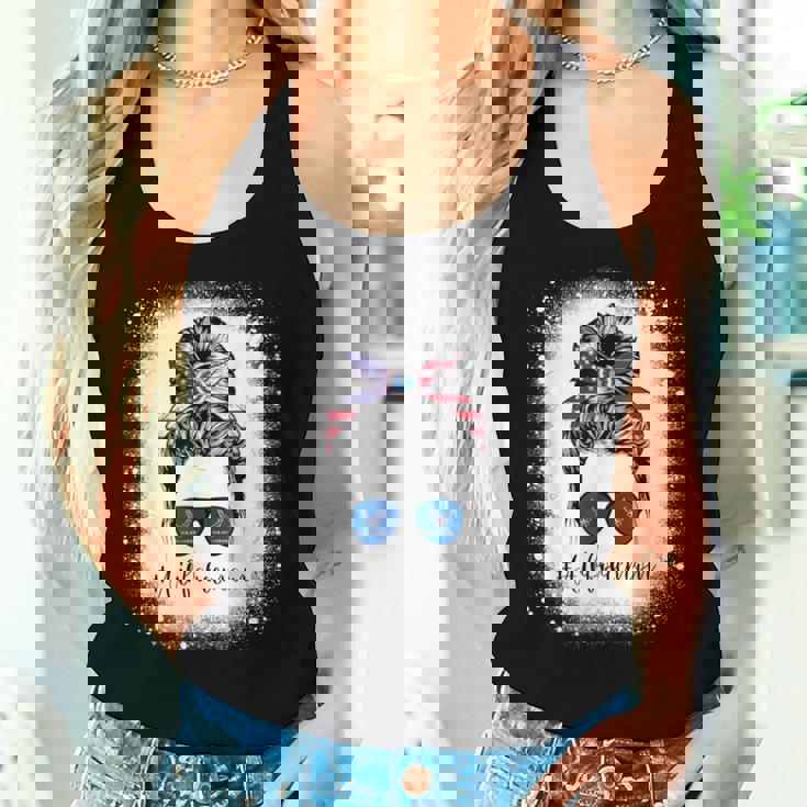 Bleached Air Force Mom Life Messy Bun Us Flag Women Tank Top Gifts for Her