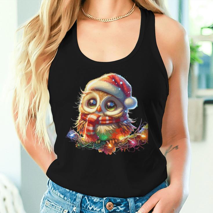 Christmas Hat Owl Tank Top Frauen Geschenke für Sie