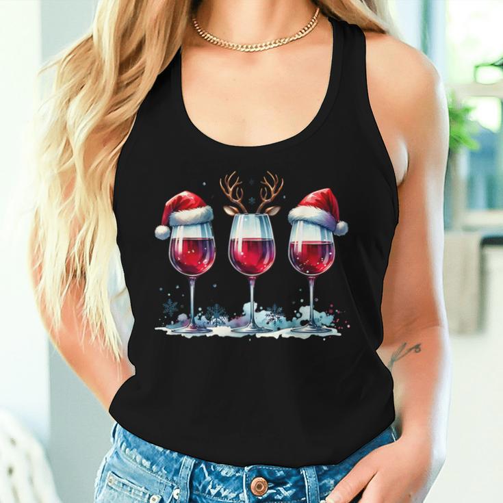 Christmas Red Wine Merry Christmas Reindeer Women's Tank Top Frauen Geschenke für Sie