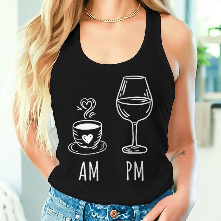 Am Coffee Pm Wine Drink Wine Loveino Tank Top Frauen Geschenke für Sie