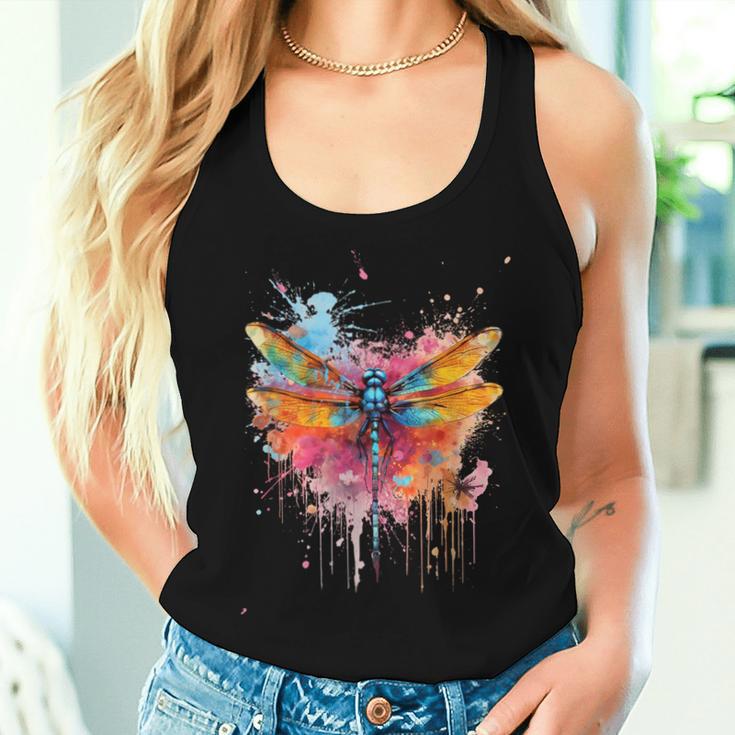 Colourful Dragonfly With Spray Effect Tank Top Frauen Geschenke für Sie