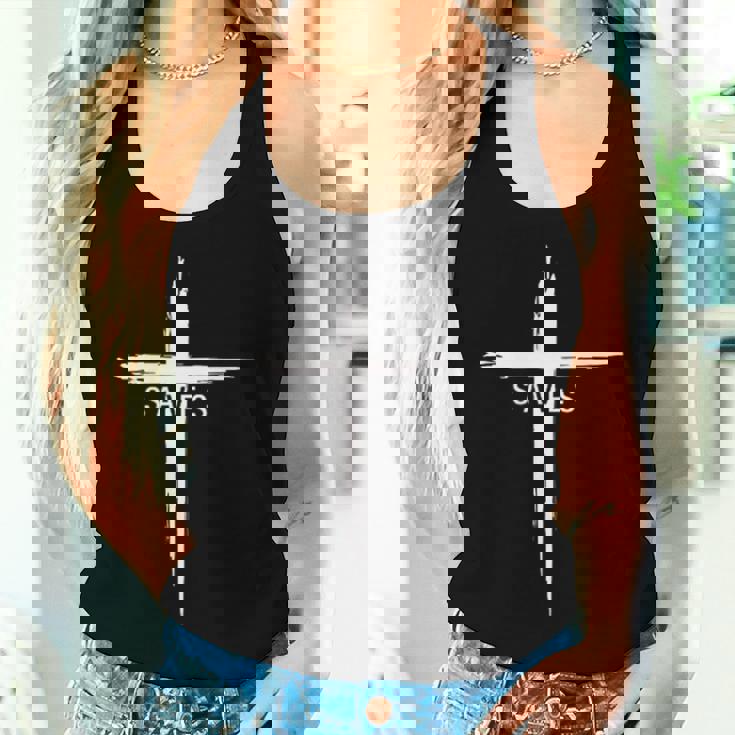 Cool Christian Cross Jesus Saves Graphic Christ Women Tank Top Gifts for Her