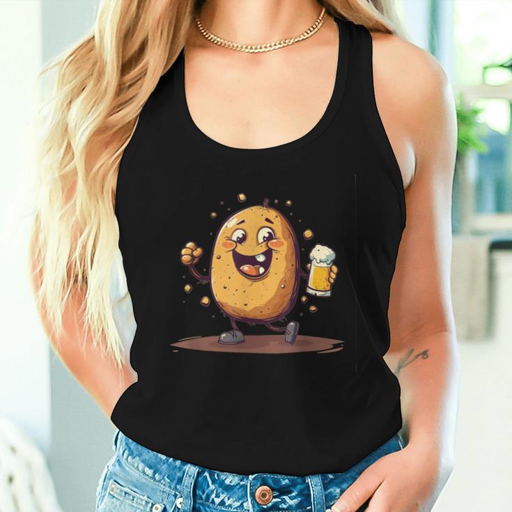 Cool Potato With Beer In Hand Costume Tank Top Frauen Geschenke für Sie