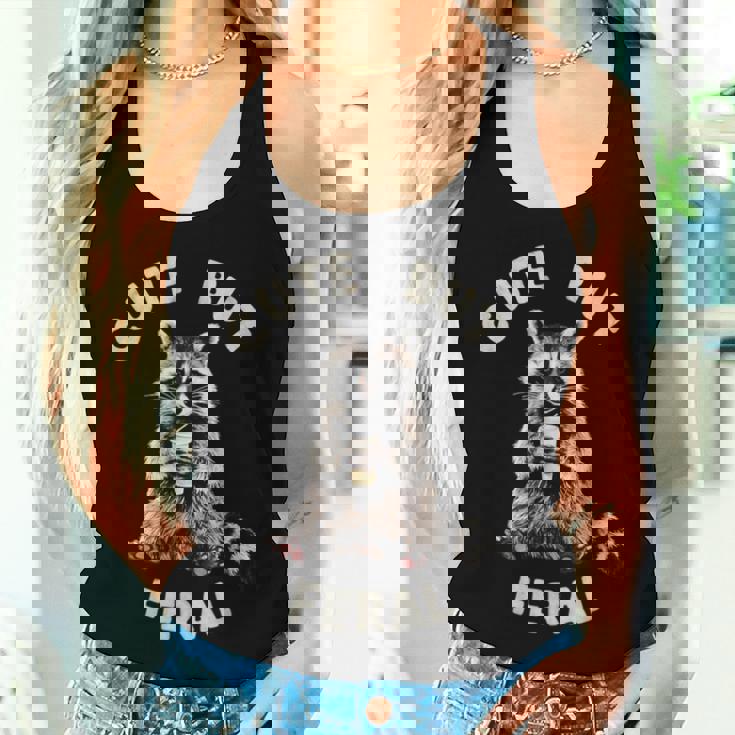 Cute But Feral Sarcastic Raccoon Small Women Tank Top Gifts for Her