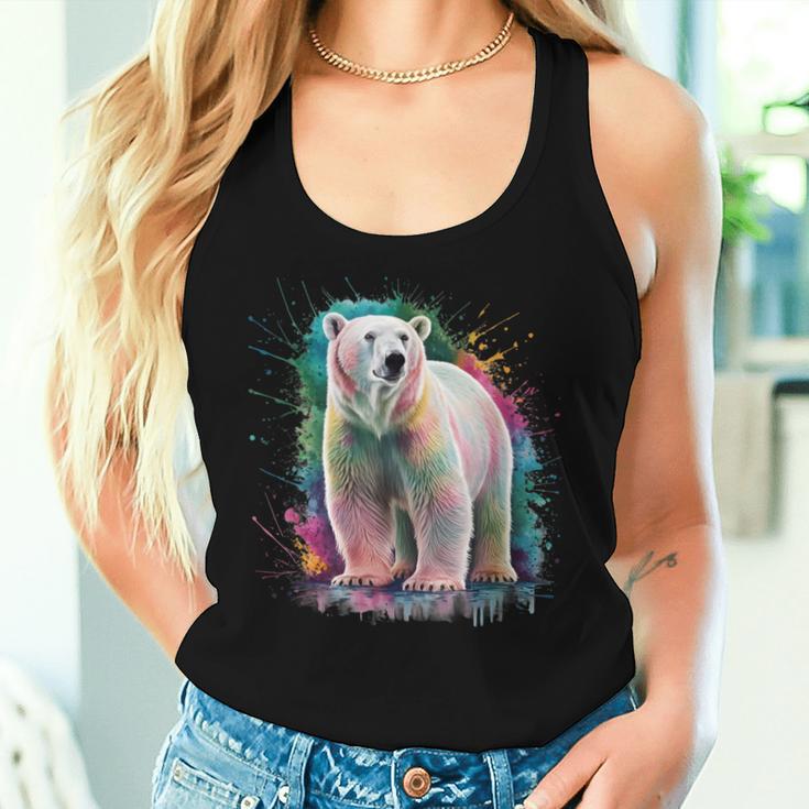 Eisbär Women's Colourful Watercolour Polar Bear Tank Top Frauen Geschenke für Sie