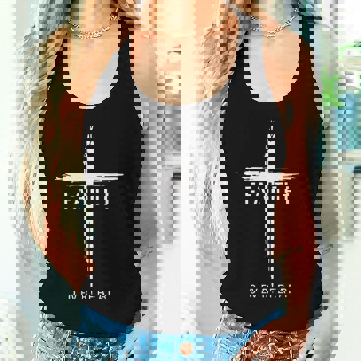 Faith Fear Christian Cross Jesus Christ Christians Women Tank Top Gifts for Her