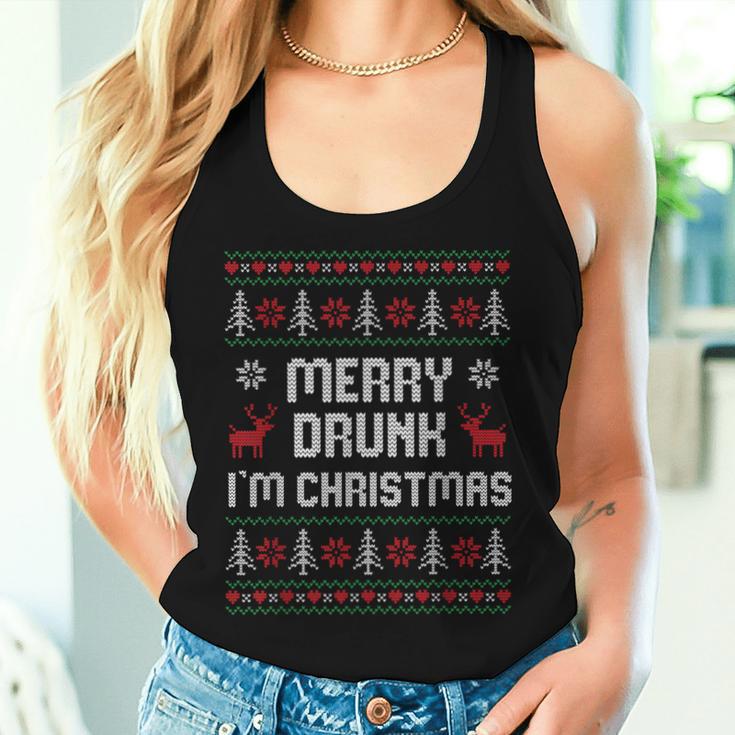 Ugly Christmas Drinking Merry Drunk I'm Christma Tank Top Frauen Geschenke für Sie