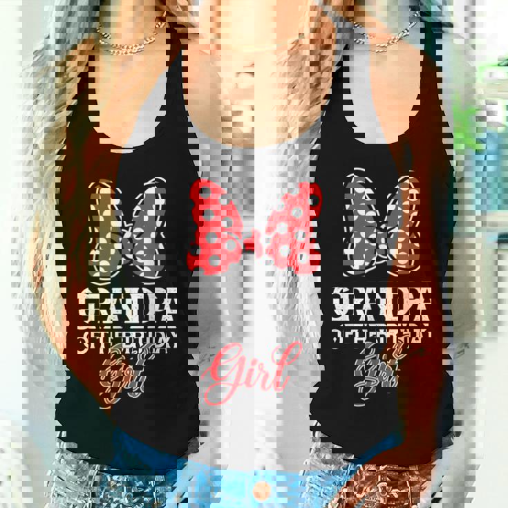 Grandpa Of The Birthday Girl Cute Pink Bow Family Matching Women Tank Top Gifts for Her
