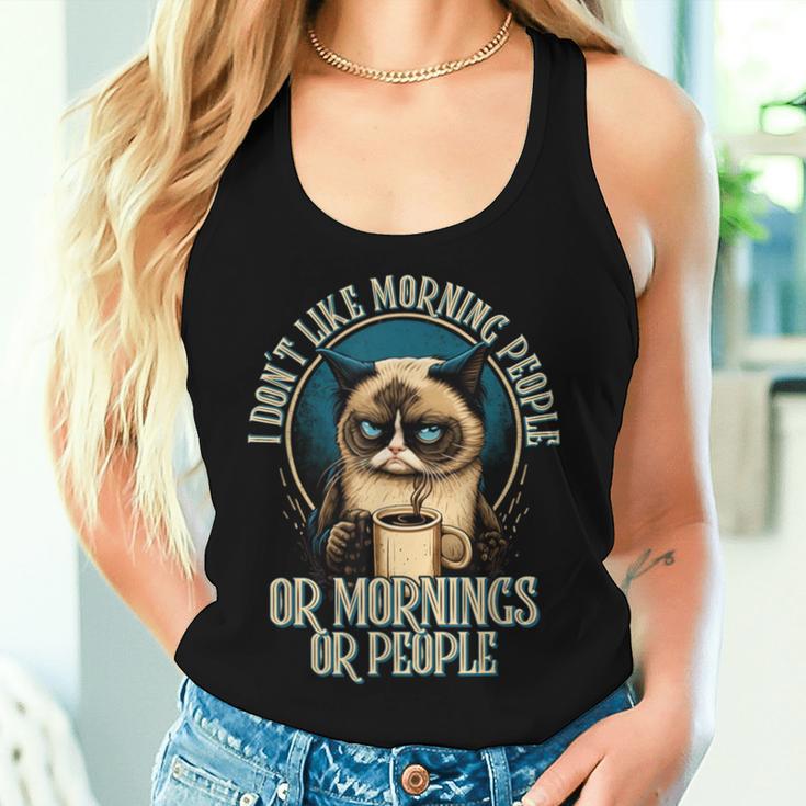 I Hate Morning People And Mornings And People Coffee Cat Tank Top Frauen Geschenke für Sie