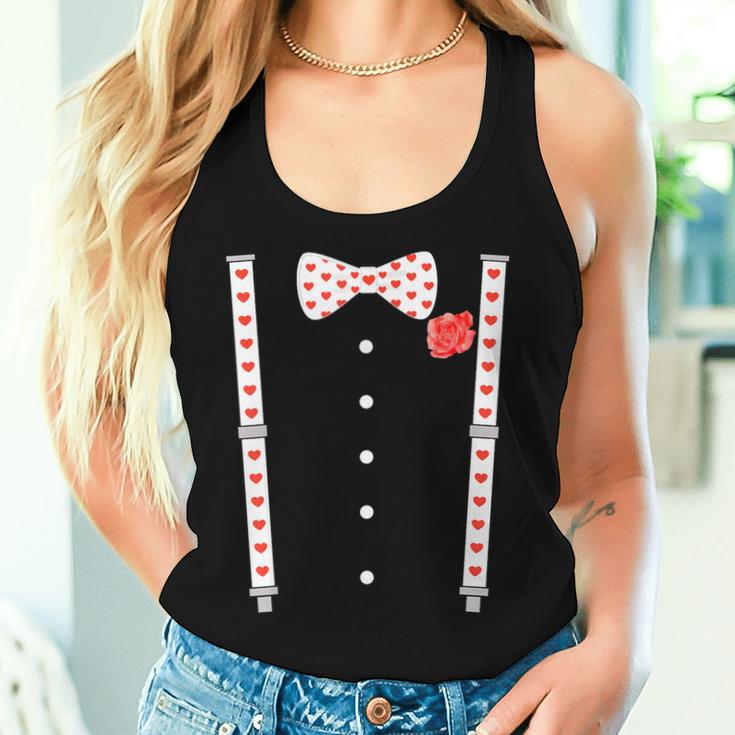 Heart Bow Tie & Bracesalentine's Day Costume Women's Tank Top Frauen Geschenke für Sie