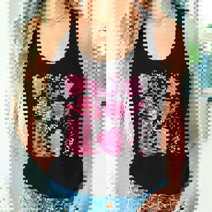 Howdy Valentine Day Western Cowgirl Xoxo Disco Heart Women Women Tank Top Gifts for Her