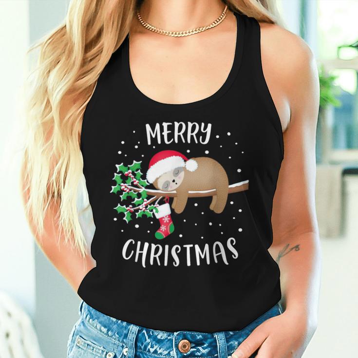 Merry Christmas Sloth Christmas Party Outfit Christmas Tank Top Frauen Geschenke für Sie