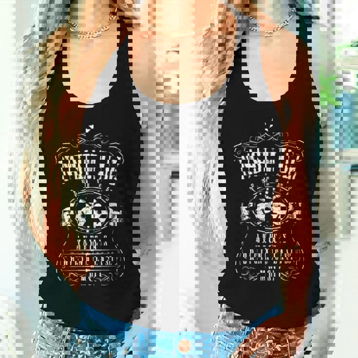 Nashville Tennessee Guitarra Musical Country America Cuello Camiseta sin mangas para mujer Regalos para ella