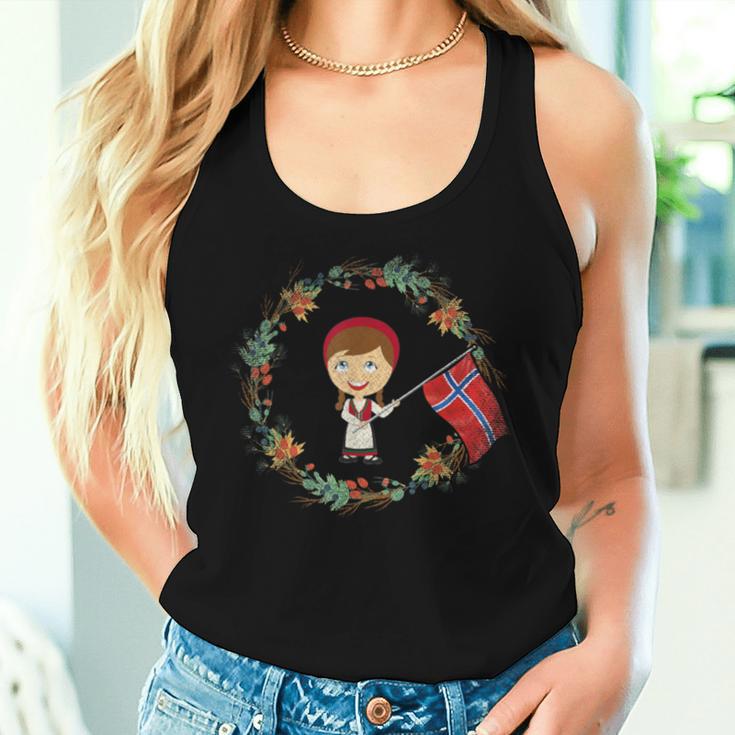 Norwegian Flag Flowers Girls Norway Tank Top Frauen Geschenke für Sie