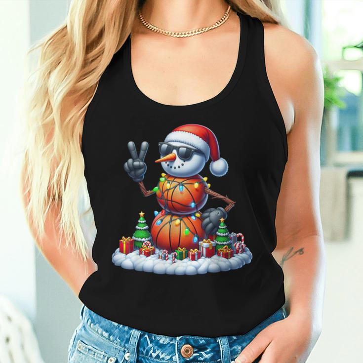 Peace Sign Hand Snowman Basketball Christmas Child Tank Top Frauen Geschenke für Sie