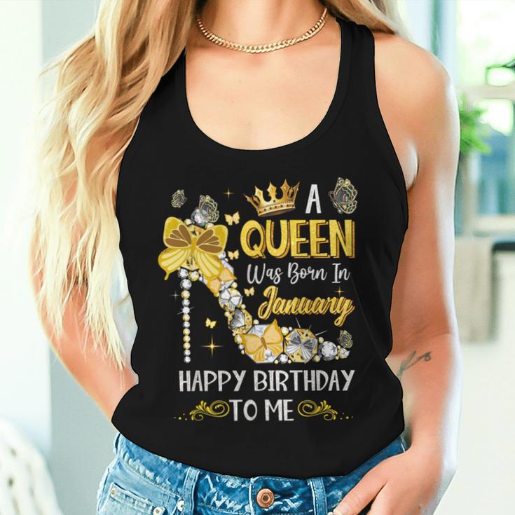 A Queen Was Born In January Happy Birthday Tank Top Frauen Geschenke für Sie