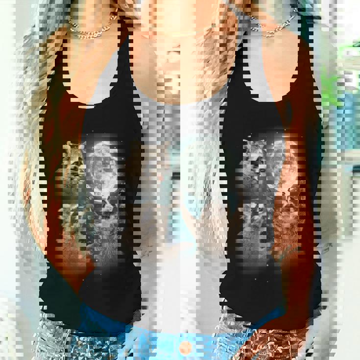 Raccoon 3 Racoons Howling At Moon Weird Cursed Women Tank Top Gifts for Her