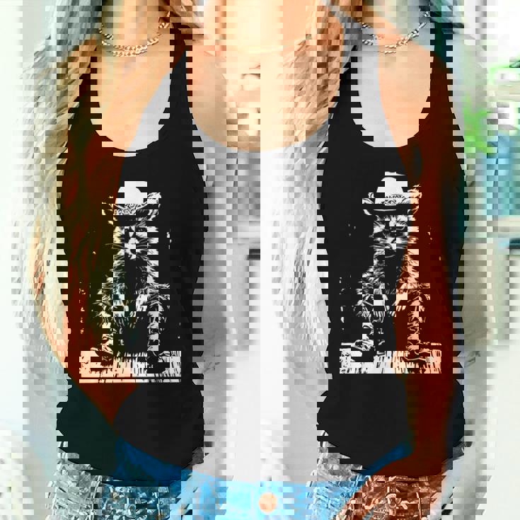 Raccoon Cowboy Western Tank Top - Unisex Small - Fun & Stylish Gifts for Her