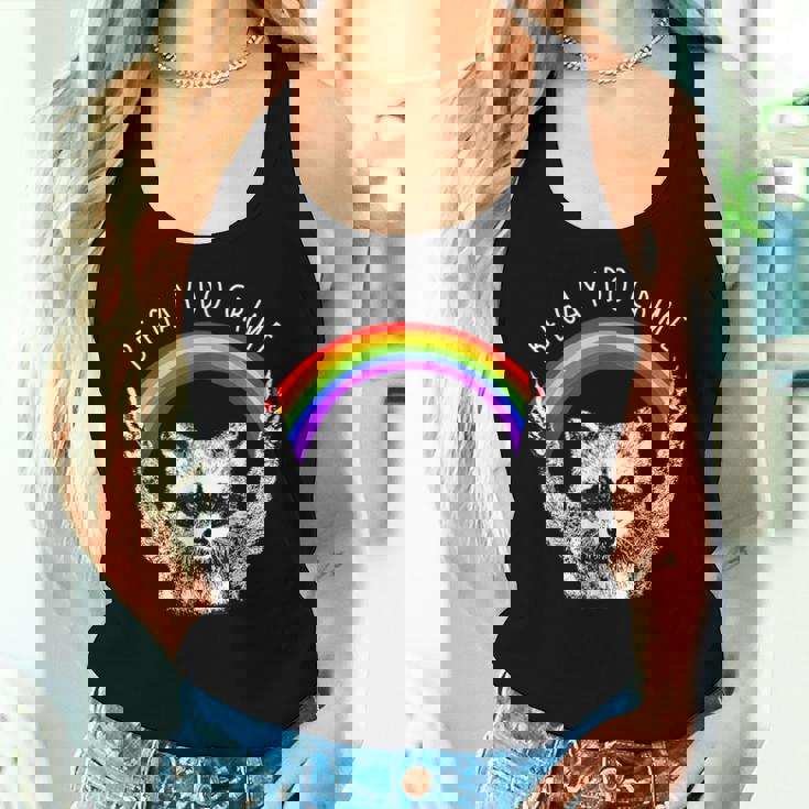 Raccoon LGBTQ Pride Tank Top - Be Gay Do Crime Rainbow Design Gifts for Her