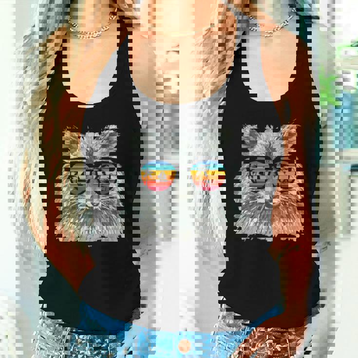Retro Raccoon Women's Tank Top - Animal Lover's Sunglasses Style Gifts for Her