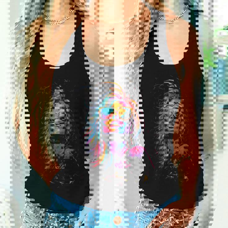 Retro Rock 'N' Roll Girl Música Rock Guitarrista Chica Camiseta sin mangas para mujer Regalos para ella