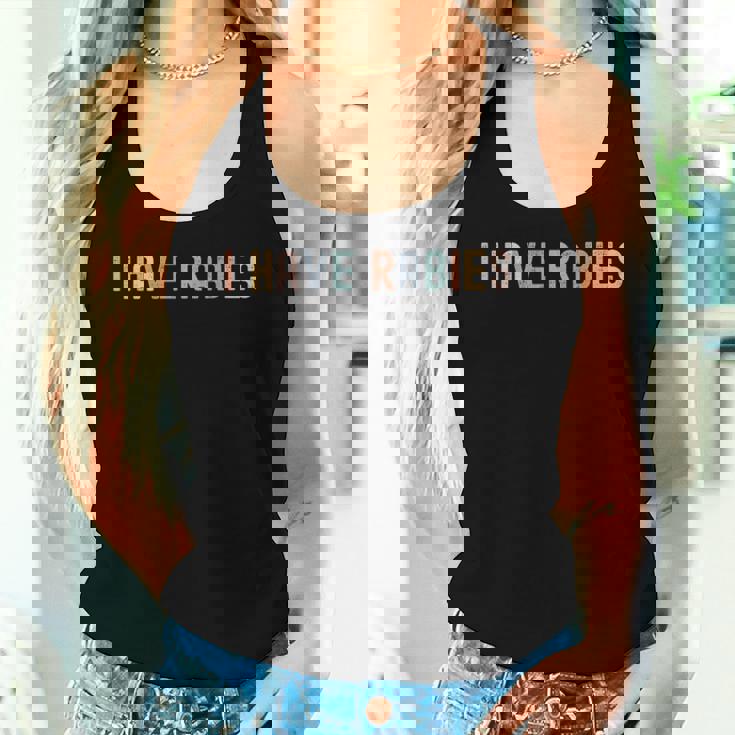 Retro Vintage I Have Rabies Sarcastic Black Adults Short Sleeve - Humorous S Women Tank Top Gifts for Her