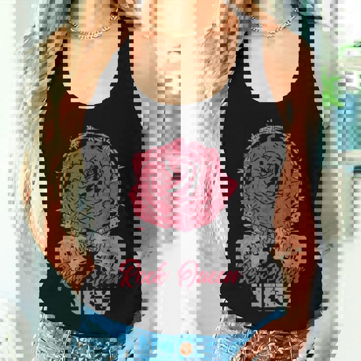 Rock Queenibes Guitarraintage Rose Rock Music Camiseta sin mangas para mujer Regalos para ella