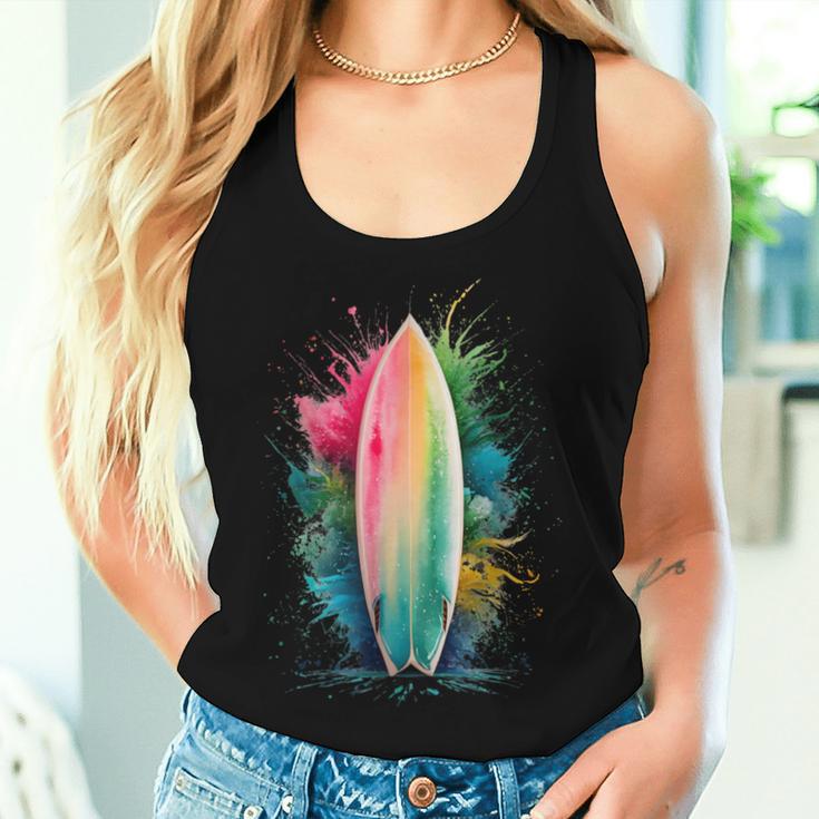 Surfer Women's Colourful Watercolour Surfing Tank Top Frauen Geschenke für Sie