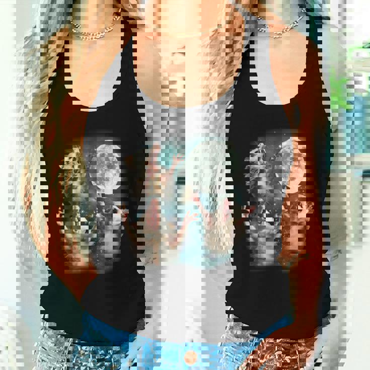 Three Possum Moon 3 Opossum Weird Cursed Meme Women Tank Top Gifts for Her
