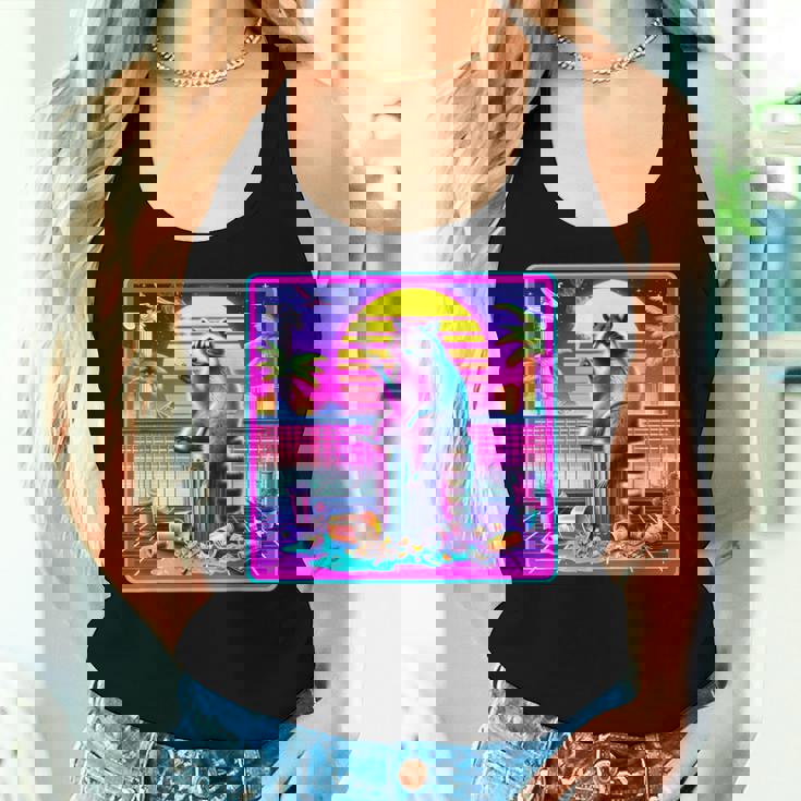 Vaporwave Raccoon Retrowave Synthwave Raccoon Meme Women Tank Top Gifts for Her