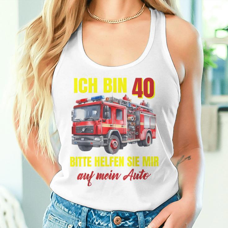 40Th Birthday Man Woman Fire Brigade Blue Tank Top Frauen Geschenke für Sie