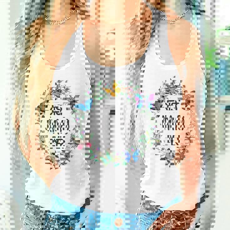 Best Mamaw Ever Butterfly Floral Personalized Name Women Tank Top Gifts for Her