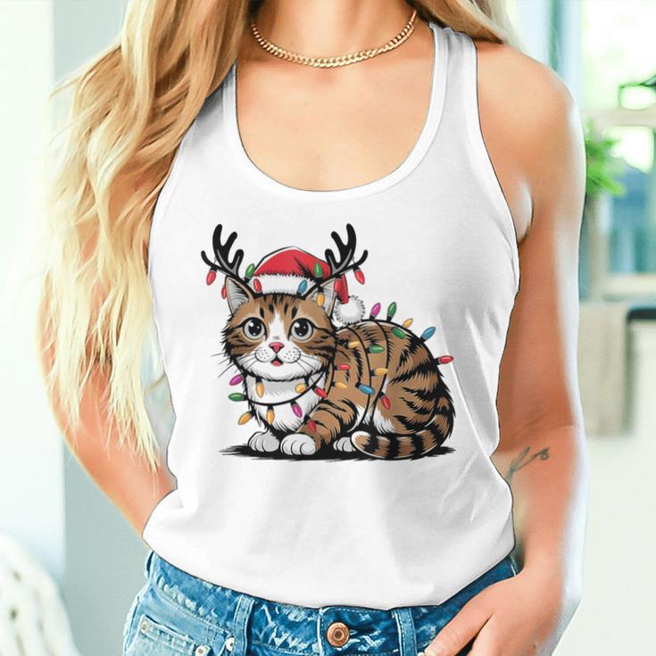 Christmas Children Cat Christmas Lights Tank Top Frauen Geschenke für Sie