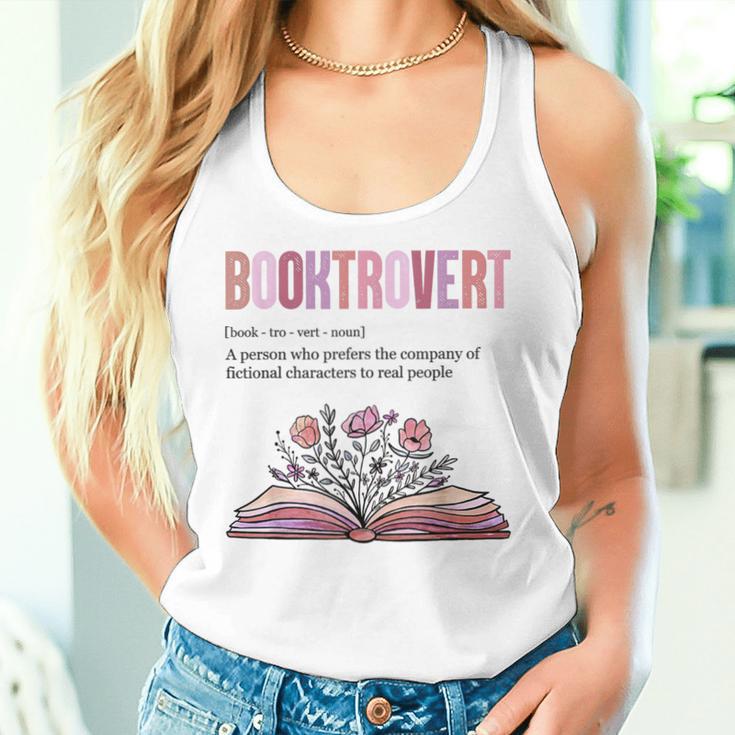 Booktrovert Definition Book Lovers Librarian Flowers Tank Top Frauen Geschenke für Sie