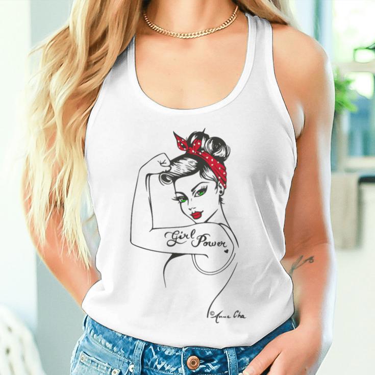 Girl Powerintage Pin Up Retro Strong Woman Unbreakable Gray Tank Top Frauen Geschenke für Sie