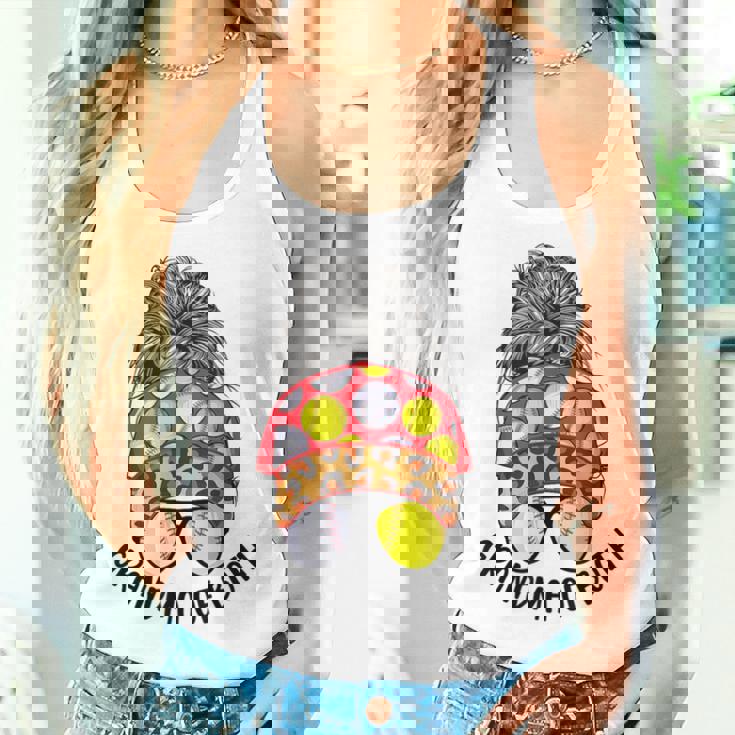 Grandma Of Both Messy Bun Softball Baseball Grandma Women Tank Top Gifts for Her