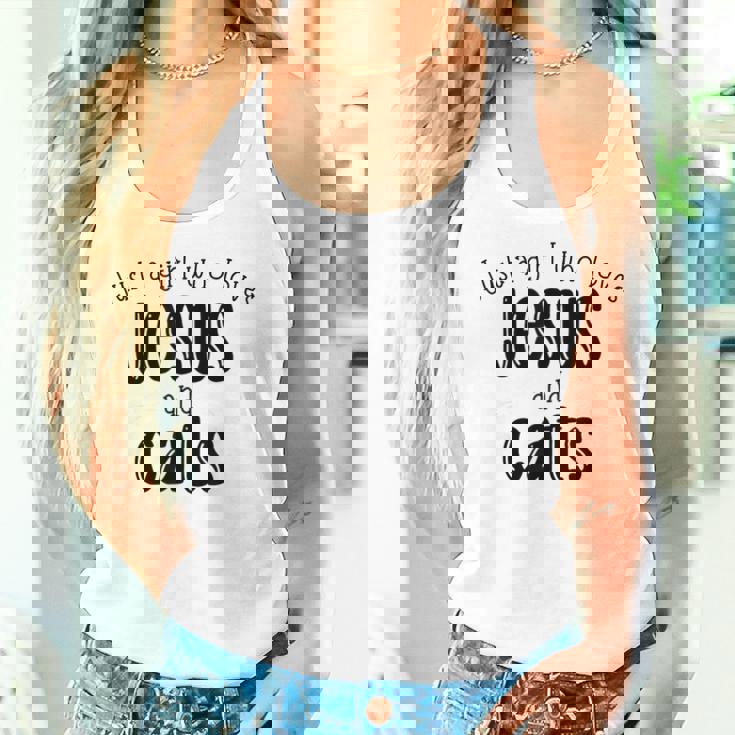 Just A Girl Who Loves Jesus And Cats Christian Women Tank Top Gifts for Her