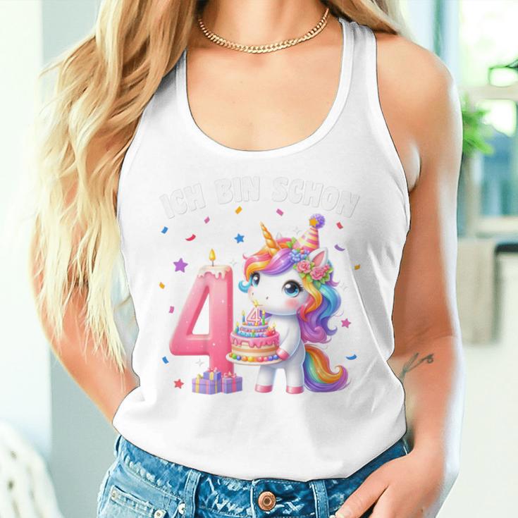 Kinder 4 Geburtstag Mädchen 4 Jahre Einhorn Party Outfit Einhorn Tank Top Frauen Geschenke für Sie