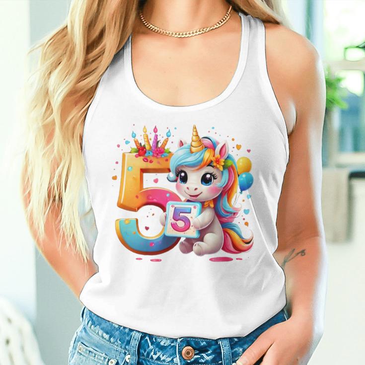 Kinder Nummer 5 Jahre Mädchen Einhorn 5 Geburtstag Tank Top Frauen Geschenke für Sie