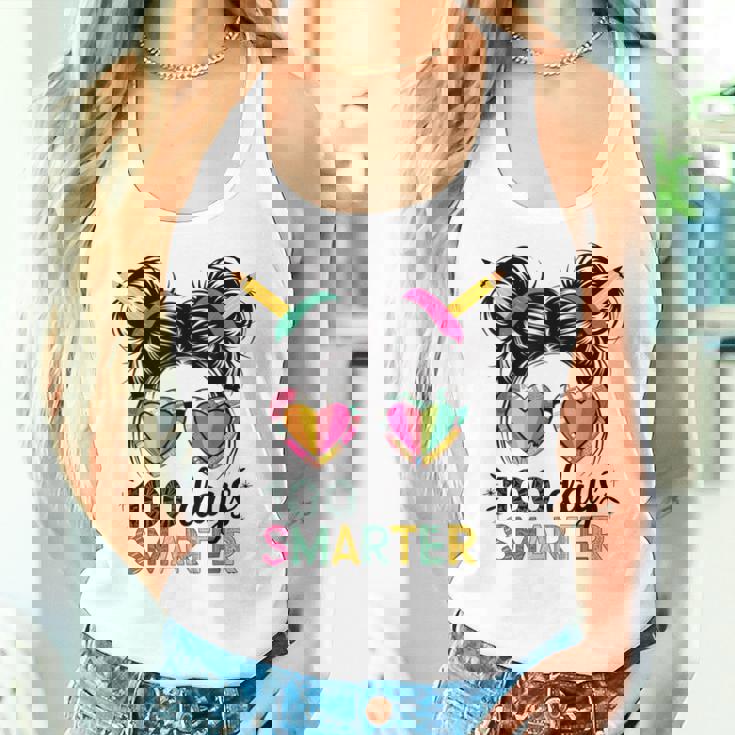 Messy Hair Bun 100 Days Smarter 100Th Day Of School Kid Girl Women Tank Top Gifts for Her