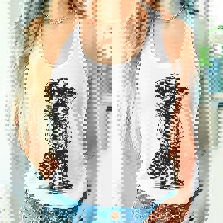 Raccoon Cowboy Western Tank Top - Unisex Country Style Gifts for Her