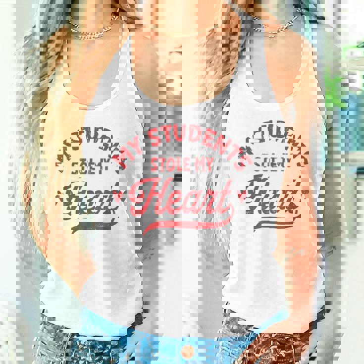 Retro My Students Stole My Heart Cute Teacher Valentines Day Women Tank Top Gifts for Her