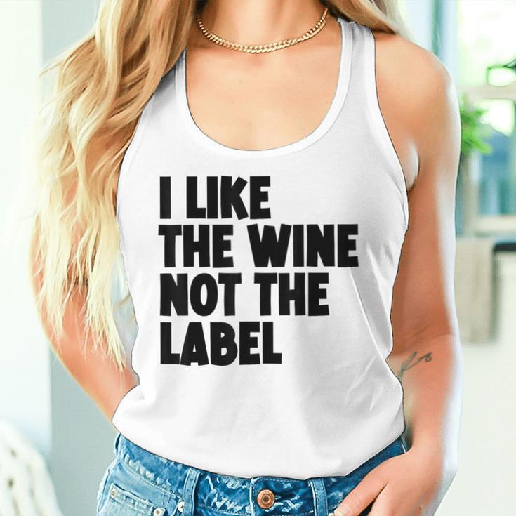 I Like The Wine Not The Label Gray Tank Top Frauen Geschenke für Sie