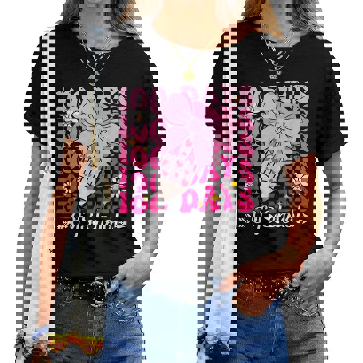 100 Days Of School Coquette Bow 100Th Day Of School Girls Women T-shirt