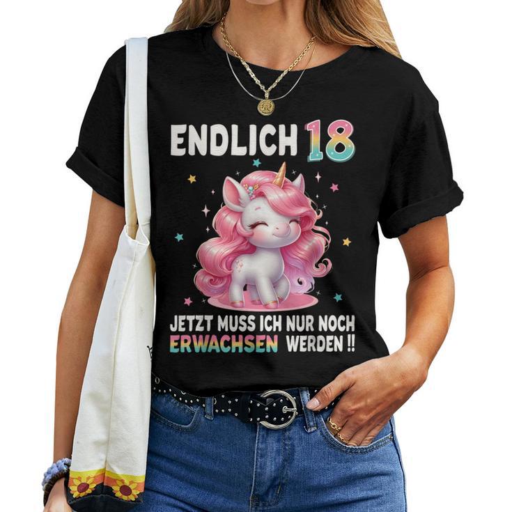 18Th Birthday Girl 18 Years Party Outfit Unicorn T-shirt Frauen