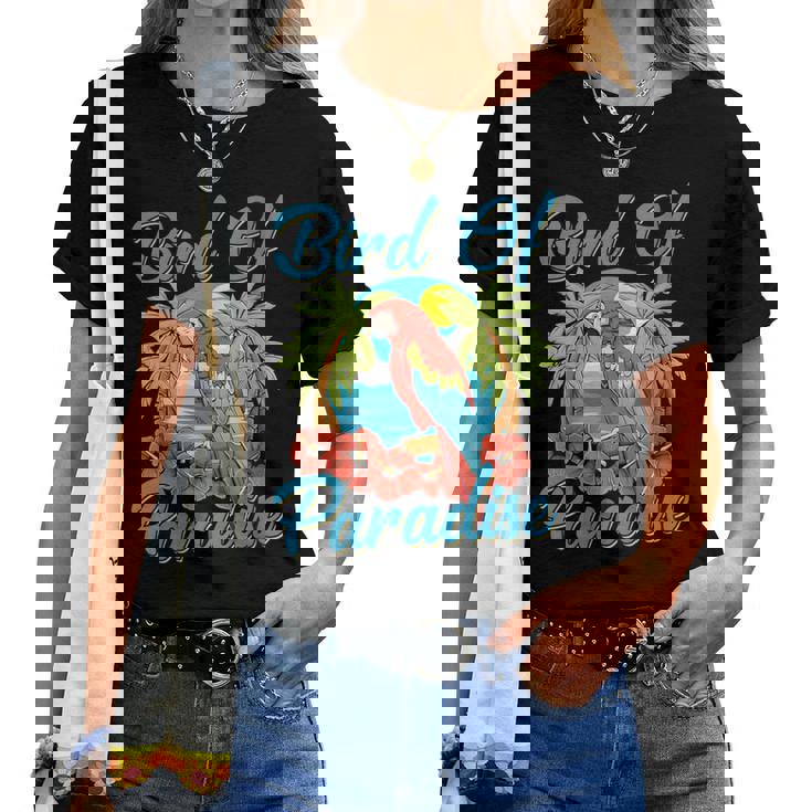 Acances À La Plage Rétro Oiseau De Paradis Palmier Océan Soleil T-shirt femme