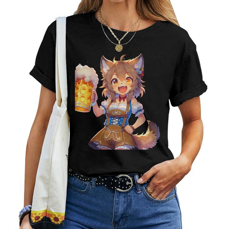 Anime Beer Festival Cat Beer T-shirt Frauen