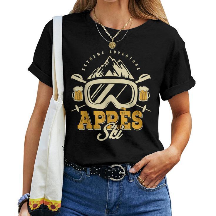 Apres Ski Party Outfit Beer And Drinks After Ski Mountain T-shirt Frauen