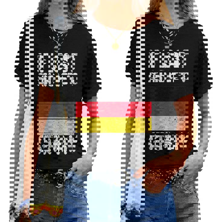 Bandera De Alemania Recuerdo – If Lost Send Me To Germany Cuello Camiseta de mujer